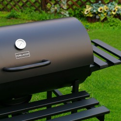 GRILL OGRODOWY WĘGLOWY Z POKRYWĄ I PÓŁKAMI VL09-A1 CZARNY