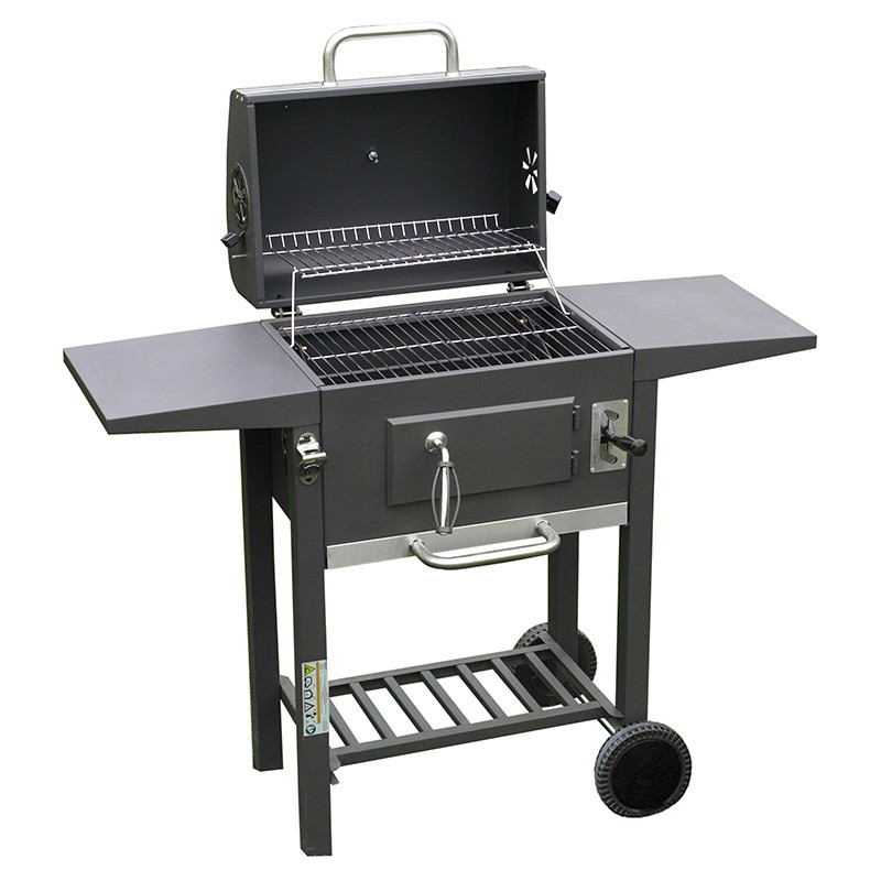 GRILL OGRODOWY WĘGLOWY Z POKRYWĄ I PÓŁKAMI VL14 SZARY GRILL OGRODOWY WĘGLOWY Z POKRYWĄ I PÓŁKAMI VL14 SZARY