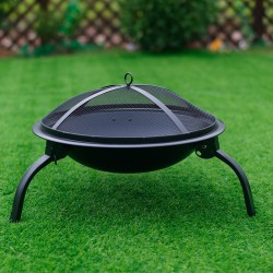 GRILL OGRODOWY WĘGLOWY Z POKRYWĄ VL07 CZARNY