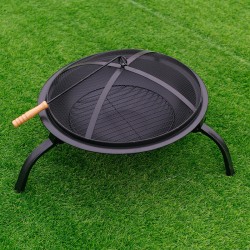 GRILL OGRODOWY WĘGLOWY Z POKRYWĄ VL07 CZARNY