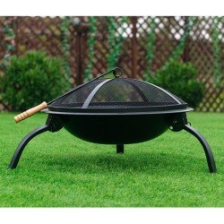 GRILL OGRODOWY WĘGLOWY Z POKRYWĄ VL07 CZARNY