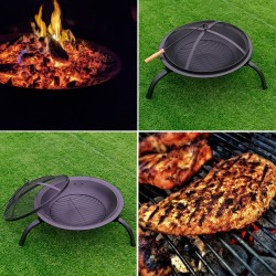 GRILL OGRODOWY WĘGLOWY Z POKRYWĄ VL07 CZARNY
