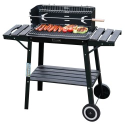 GRILL OGRODOWY WĘGLOWY Z PÓŁKAMI I ROŻNEM VL06-RS CZARNY