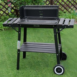 GRILL OGRODOWY WĘGLOWY Z PÓŁKAMI I ROŻNEM VL06-RS CZARNY
