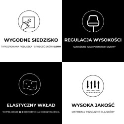 HOKER KRZESŁO BAROWE LUNA BIAŁA SKÓRA PU PODSTAWA CHROM LUNA-WH-CH