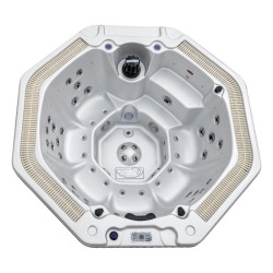 JACCUZI OGRODOWE WANNA SPA107 BIAŁA PERŁA OBUDOWA ANTRACYT 220x220 CM