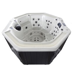 JACCUZI OGRODOWE WANNA SPA107 BIAŁA PERŁA OBUDOWA ANTRACYT 220x220 CM