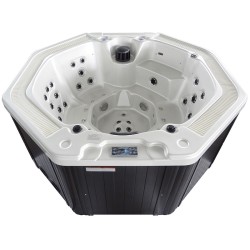 JACCUZI OGRODOWE WANNA SPA107 BIAŁA PERŁA OBUDOWA ANTRACYT 220x220 CM