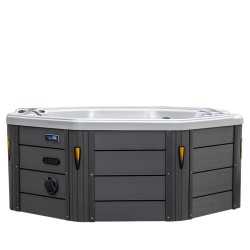 JACCUZI OGRODOWE WANNA SPA107 BIAŁA PERŁA OBUDOWA SZARA 220x220 CM