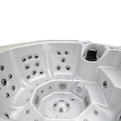 JACCUZI OGRODOWE WANNA SPA107 BIAŁA PERŁA OBUDOWA SZARA 220x220 CM