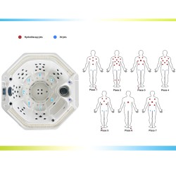 JACCUZI OGRODOWE WANNA SPA107 BIAŁA PERŁA OBUDOWA SZARA 220x220 CM