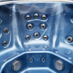 JACCUZI OGRODOWE WANNA SPA107 NIEBIESKA FALA OBUDOWA SZARA 220x220 CM