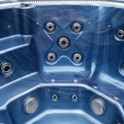 JACCUZI OGRODOWE WANNA SPA107 NIEBIESKA FALA OBUDOWA SZARA 220x220 CM