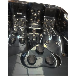 JACUZZI OGRODOWE WANNA SPA102 CZARNA FALA OCEANU OBUDOWA SZARA DESKA 210x160 CM