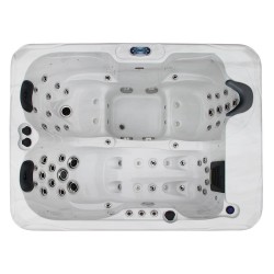 JACUZZI OGRODOWE WANNA SPA143 BIAŁY MARMURKOWY OBUDOWA SZARA DESKA 210x160 CM