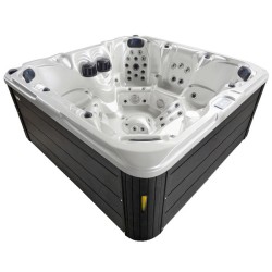 JACUZZI OGRODOWE WANNA SPA206 BIAŁA PERŁA OBUDOWA ANTRACYT 230x230 CM