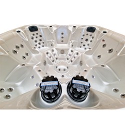 JACUZZI OGRODOWE WANNA SPA206 BIAŁA PERŁA OBUDOWA ANTRACYT 230x230 CM