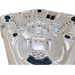 JACUZZI OGRODOWE WANNA SPA206 BIAŁA PERŁA OBUDOWA ANTRACYT 230x230 CM