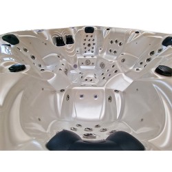 JACUZZI OGRODOWE WANNA SPA206 BIAŁA PERŁA OBUDOWA ANTRACYT 230x230 CM