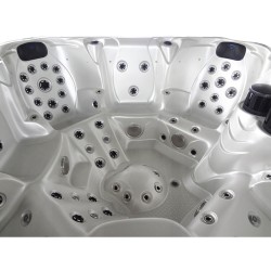 JACUZZI OGRODOWE WANNA SPA206 BIAŁA PERŁA OBUDOWA ANTRACYT 230x230 CM
