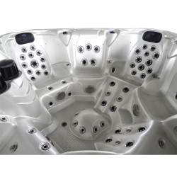 JACUZZI OGRODOWE WANNA SPA206 BIAŁA PERŁA OBUDOWA ANTRACYT 230x230 CM