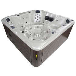 JACUZZI OGRODOWE WANNA SPA206 BIAŁA PERŁA OBUDOWA KAWA 230x230 CM