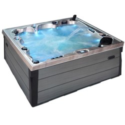 JACUZZI OGRODOWE WANNA SPA340 CAPPUCCINO CIEMNA OBUDOWA SZARA DESKA 220x220 CM