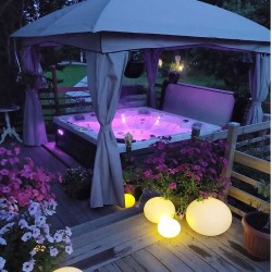 JACUZZI OGRODOWE WANNA SPA340 CAPPUCINO OBUDOWA SZARA DESKA 220x220 CM