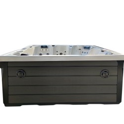 JACUZZI OGRODOWE WANNA SPA340 CAPPUCINO OBUDOWA SZARA DESKA 220x220 CM