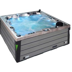JACUZZI OGRODOWE WANNA SPA340 CAPPUCINO OBUDOWA SZARA DESKA 220x220 CM