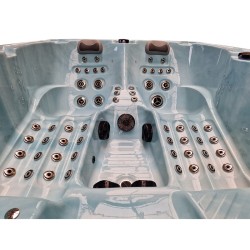 JACUZZI OGRODOWE WANNA SPA341 JASNA FALA OCEANU OBUDOWA CMIENA SZARA DESKA 220x156 CM