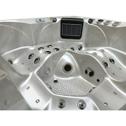 JACUZZI OGRODOWE WANNA SPA344 CAPPUCCINO OBUDOWA SZARA DESKA 210x210 CM