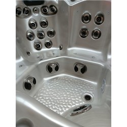 JACUZZI OGRODOWE WANNA SPA344 CAPPUCCINO OBUDOWA SZARA DESKA 210x210 CM