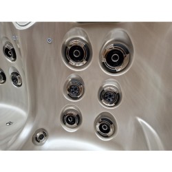 JACUZZI OGRODOWE WANNA SPA344 CAPPUCCINO OBUDOWA SZARA DESKA 210x210 CM