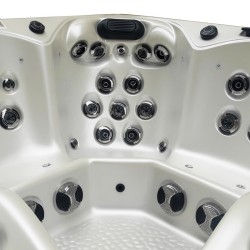 JACUZZI OGRODOWE WANNA SPA345 BIAŁA PERŁA OBUDOWA SZARA 220x220 CM