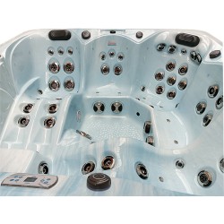 JACUZZI OGRODOWE WANNA SPA345 JASNA FALA OCEANU OBUDOWA SZARA 220x220 CM