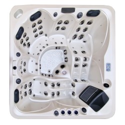 JACUZZI OGRODOWE WANNA SPA346 BIAŁA PERŁA OBUDOWA SZARA 230x230 CM