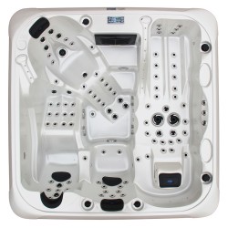 JACUZZI OGRODOWE WANNA SPA403 BIAŁA PERŁA OBUDOWA ANTRACYT 230x230 CM