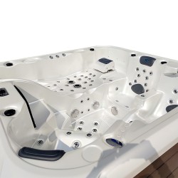 JACUZZI OGRODOWE WANNA SPA403 BIAŁA PERŁA OBUDOWA ANTRACYT 230x230 CM