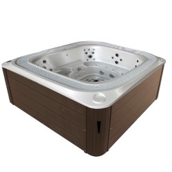 JACUZZI OGRODOWE WANNA SPA406 BIAŁA PERŁA OBUDOWA KAWA 250x230 CM