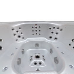 JACUZZI OGRODOWE WANNA SPA406 BIAŁA PERŁA OBUDOWA KAWA 250x230 CM