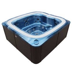 JACUZZI OGRODOWE WANNA SPA406 NIEBIESKA FALA OCEANU OBUDOWA KAWOWA 250x230 CM