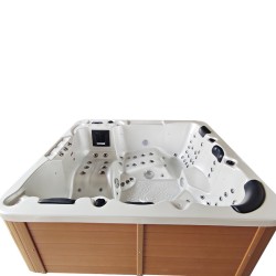 JACUZZI OGRODOWE WANNA SPA508 BIAŁA PERŁA OBUDOWA NATURALNA DESKA 215x190 CM