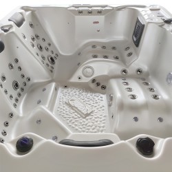 JACUZZI OGRODOWE WANNA SPA508 BIAŁA PERŁA OBUDOWA NATURALNA DESKA 215x190 CM
