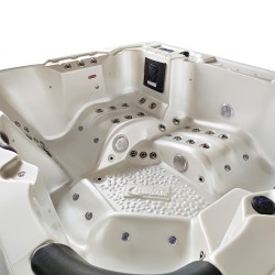 JACUZZI OGRODOWE WANNA SPA508 BIAŁA PERŁA OBUDOWA NATURALNA DESKA 215x190 CM