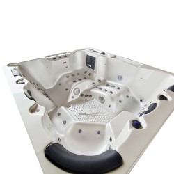 JACUZZI OGRODOWE WANNA SPA508 BIAŁA PERŁA OBUDOWA NATURALNA DESKA 215x190 CM