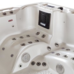 JACUZZI OGRODOWE WANNA SPA508 BIAŁA PERŁA OBUDOWA NATURALNA DESKA 215x190 CM