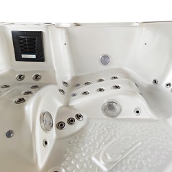 JACUZZI OGRODOWE WANNA SPA508 BIAŁA PERŁA OBUDOWA NATURALNA DESKA 215x190 CM