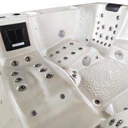 JACUZZI OGRODOWE WANNA SPA508 BIAŁA PERŁA OBUDOWA NATURALNA DESKA 215x190 CM