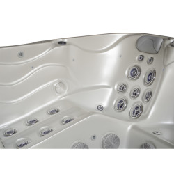 JACUZZI OGRODOWE WANNA SPA560 BIAŁA PERŁA OBUDOWA ANTRACYT 220x220 CM